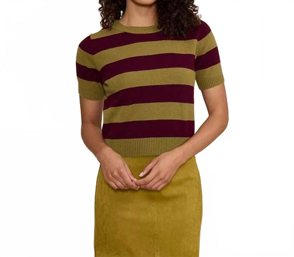 NEW LUCY PARIS striped sweater knit top in green